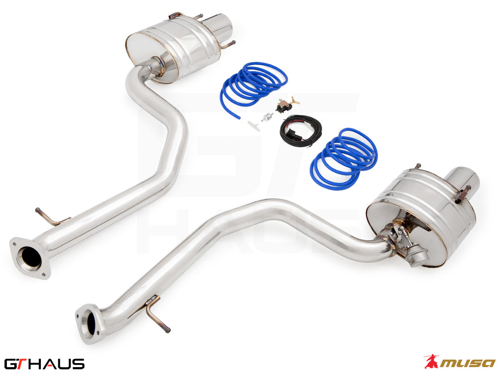 Premium performance exhaust system for 2021+ Lexus IS350 F-Sport RWD, featuring stainless steel construction and electronic valve control.