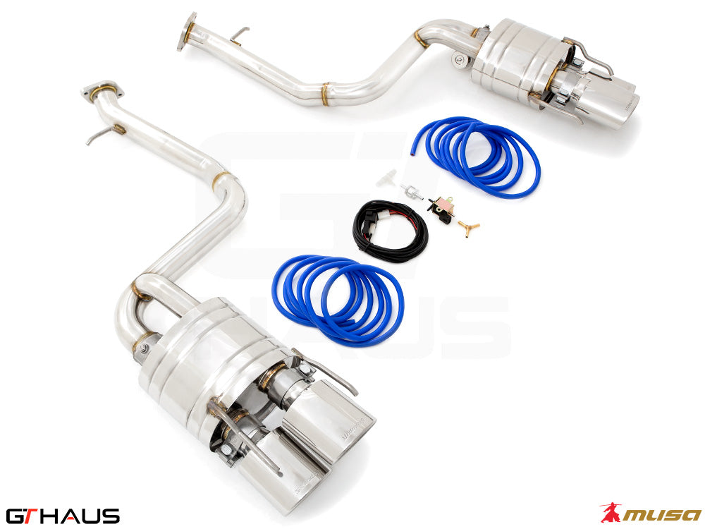 Premium exhaust system for Lexus IS500 V8 (2021+) featuring stainless steel construction and electronic valve control.