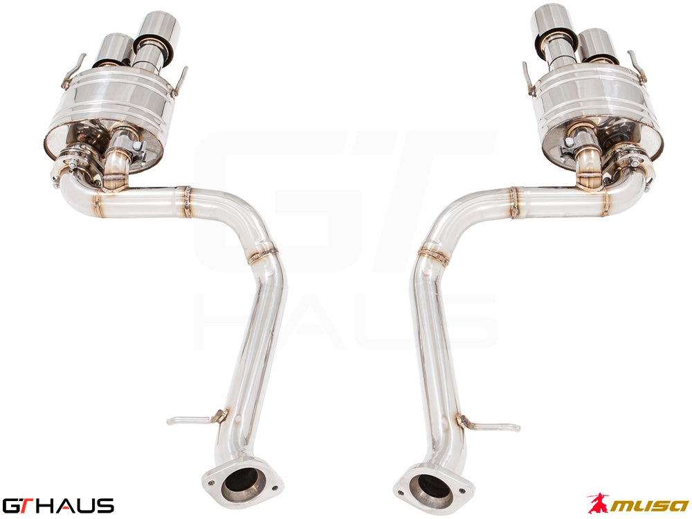 Premium performance exhaust system for Lexus IS500 V8, featuring stainless steel construction and electronic valve control.