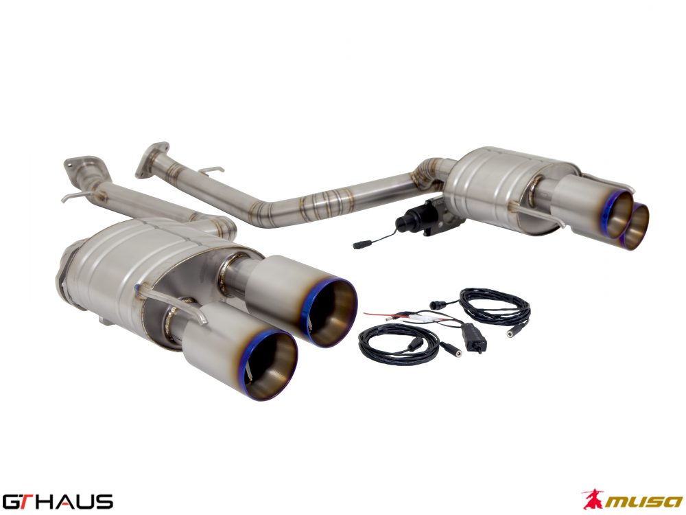 Premium performance exhaust system for Lexus IS500 V8 (2021+), featuring stainless steel construction and electronic valve control.