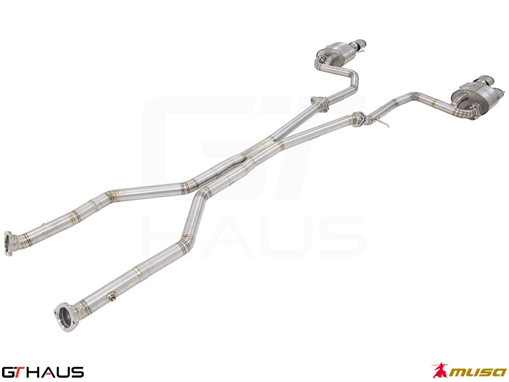 Premium performance exhaust system for Lexus IS500 V8 (2021+), featuring stainless steel construction and enhanced sound.