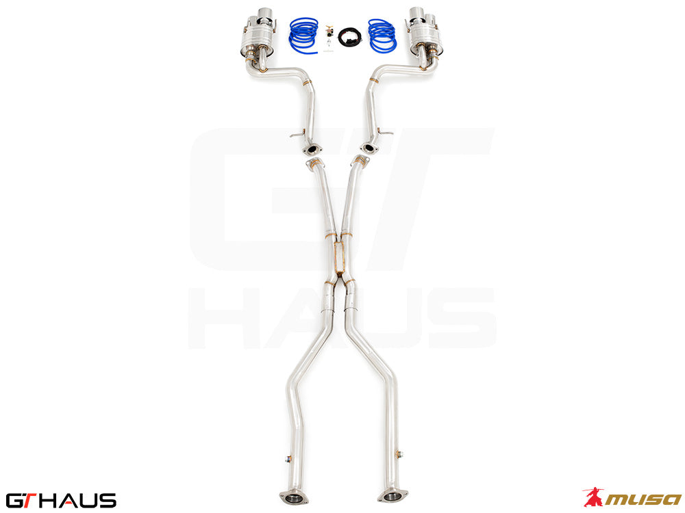 Premium performance exhaust system for Lexus RC-F (V8) 2014+, featuring stainless steel construction and electronic valve control.