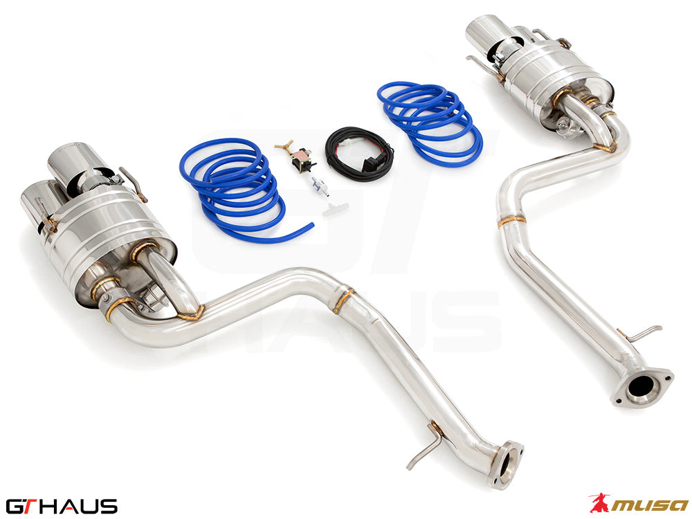 Premium performance exhaust system for Lexus RC-F (V8) 2014+, featuring stainless steel construction and electronic valve control.