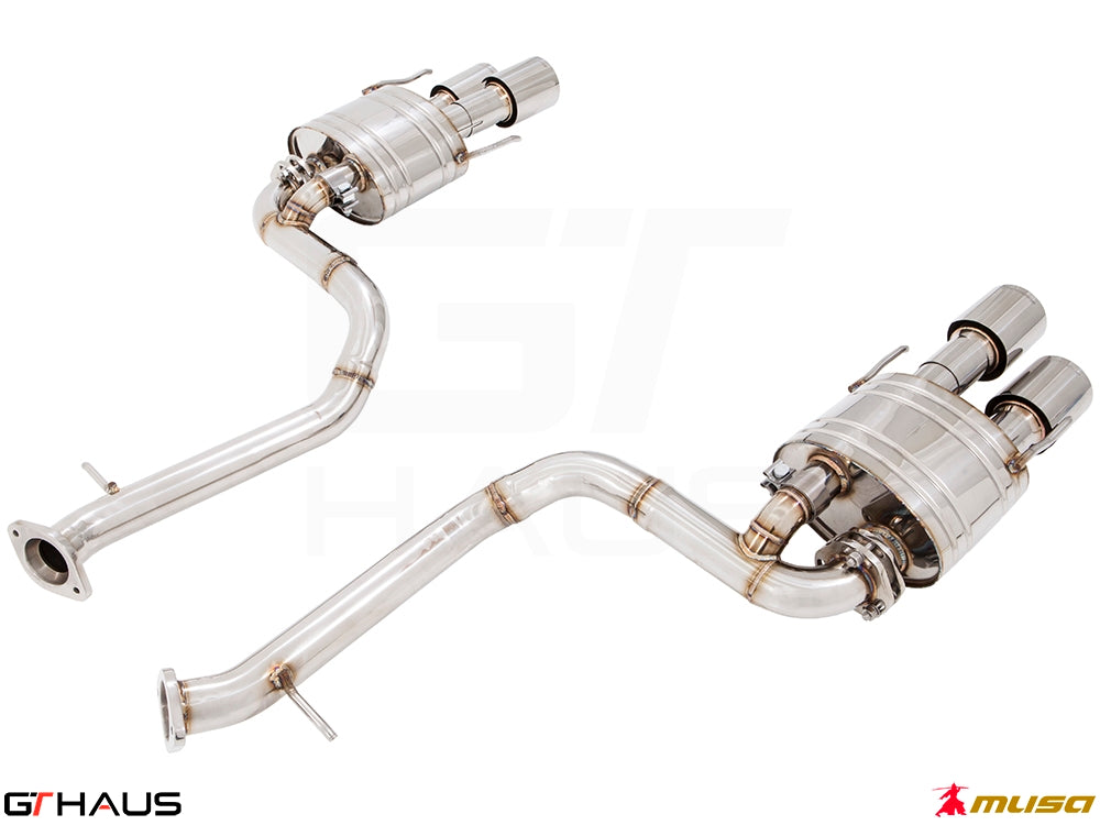 Premium exhaust system for Lexus RC F (V8) 2014+, featuring stainless steel construction and dual tips for enhanced performance.