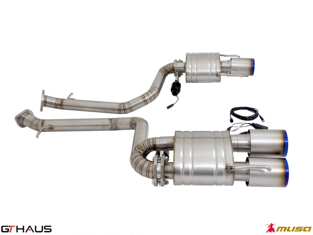 Premium exhaust system for Lexus RC F V8 (2014+) featuring stainless steel construction and electronic valve control.