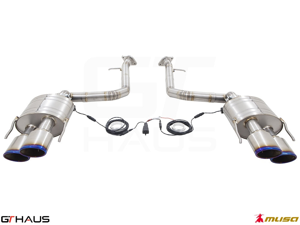 Premium exhaust system for Lexus RC-F (V8) 2014+, featuring stainless steel construction and electronic valve control.