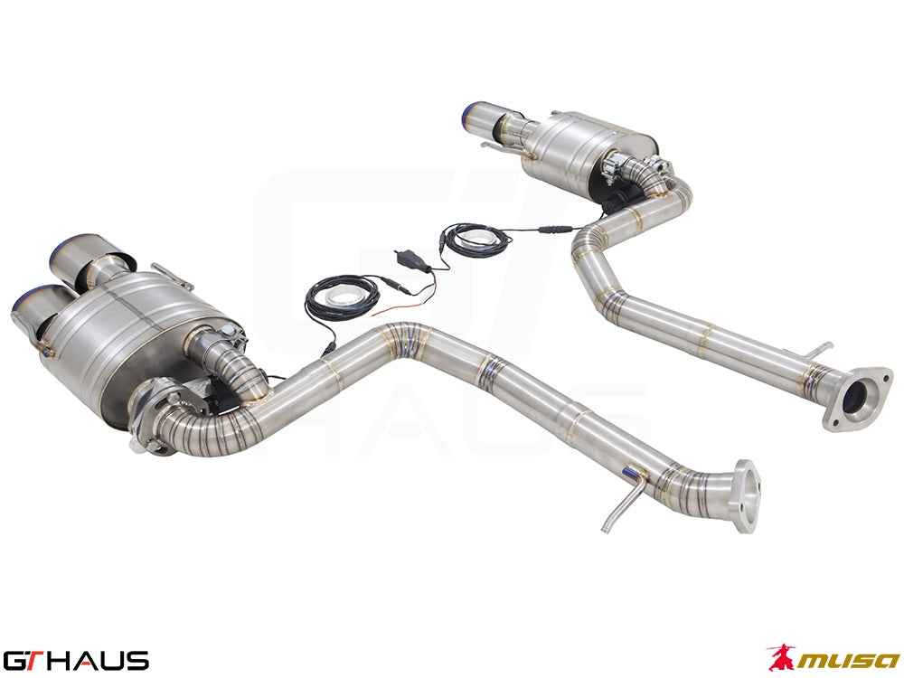 Premium performance exhaust system for Lexus RC-F (V8) 2014+, featuring stainless steel construction and electronic valve control.