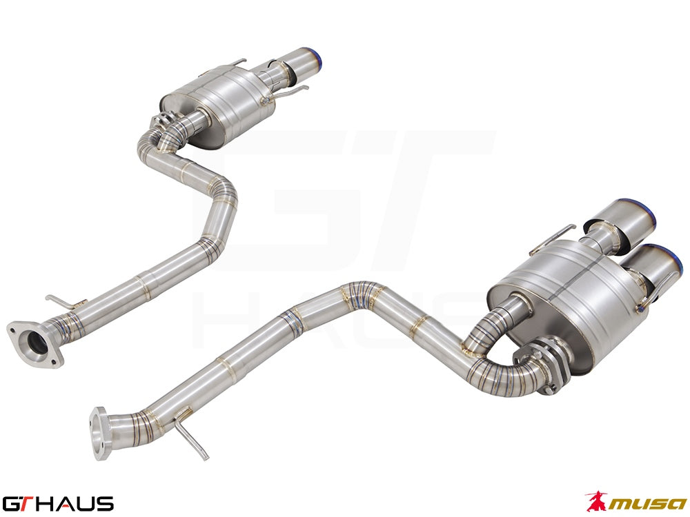 Premium performance exhaust system for Lexus RC F V8 (2014+) featuring stainless steel construction and enhanced sound.