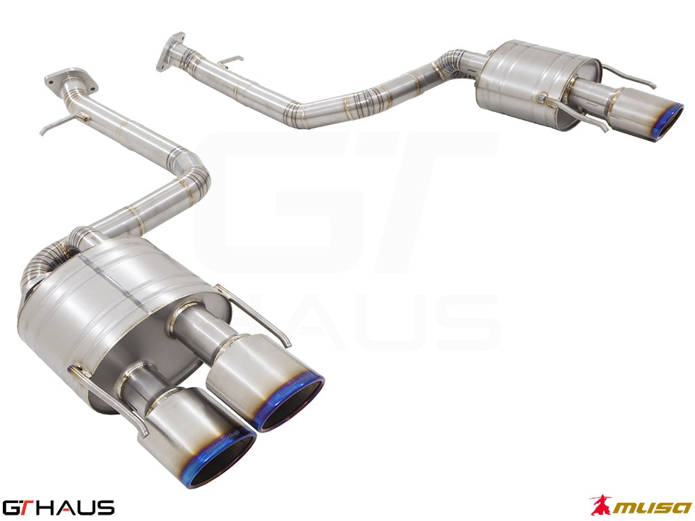 Premium exhaust system for Lexus RC-F V8 (2014+) featuring stainless steel construction and dual tips for enhanced performance.