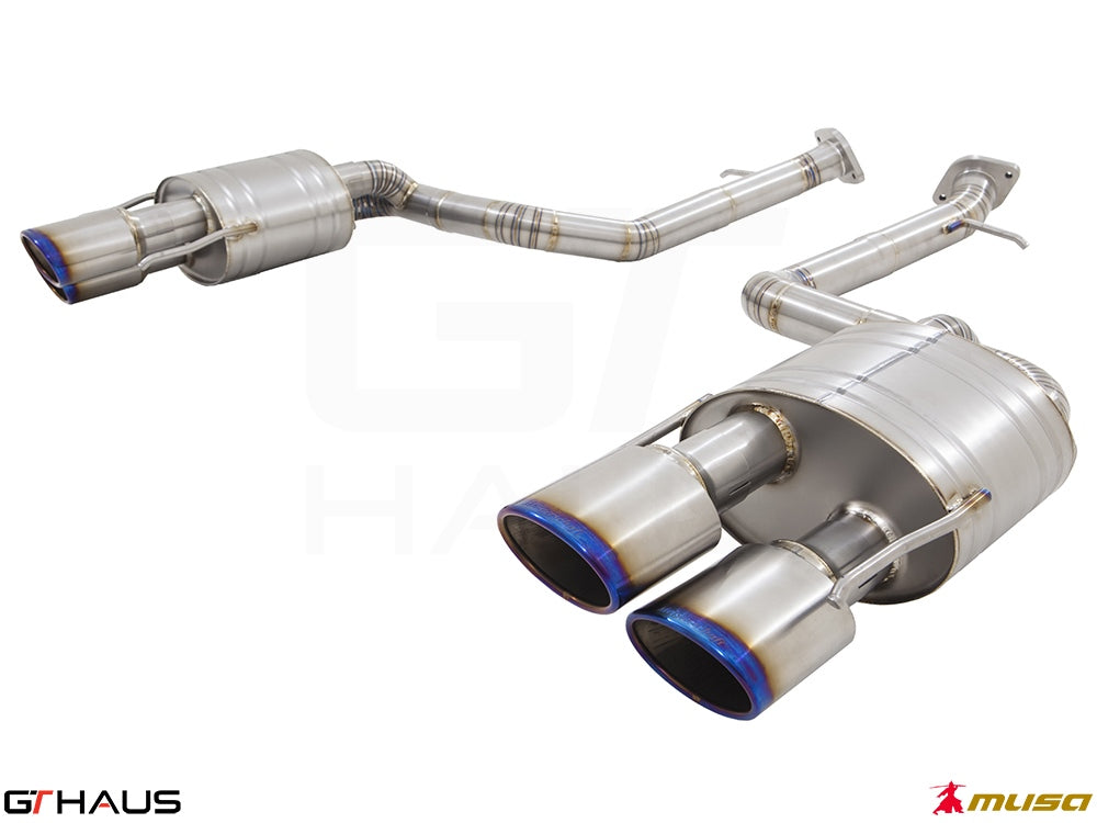 Premium exhaust system for Lexus RC-F V8 (2014+) featuring stainless steel construction and dual tips for enhanced performance.