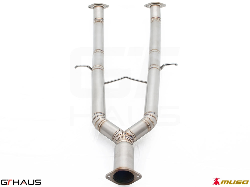 Straight cat-back mid pipe section for Nissan 370Z (Z34) Coupe 2009-2020, designed for GTS models, featuring stainless steel construction.