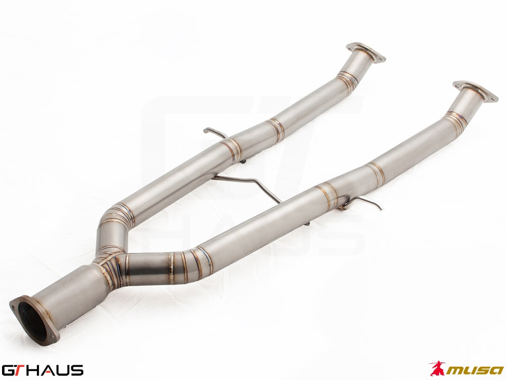 Straight cat-back mid pipe section for Nissan 370Z Coupe 2009-2020, designed for GTS models, featuring high-quality stainless steel construction.