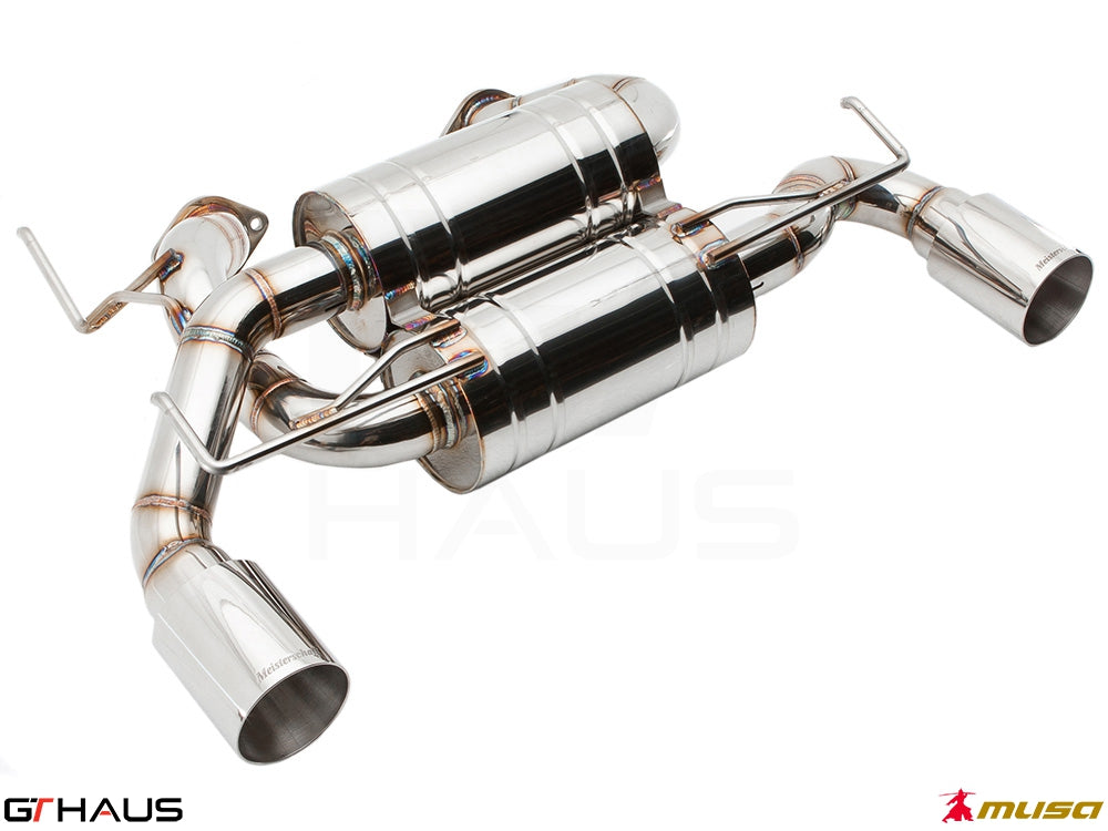 Premium exhaust system for Nissan RZ34 Z Coupe/Cabrio 3.7L V6 VVEL Nismo Edition, featuring polished stainless steel design.