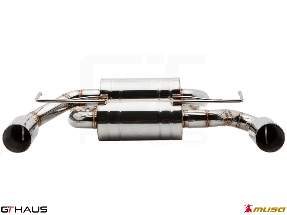 Premium performance exhaust system for Nissan RZ34 Z Coupe/Cabrio 3.7L V6 VVEL Nismo Edition, featuring stainless steel construction.