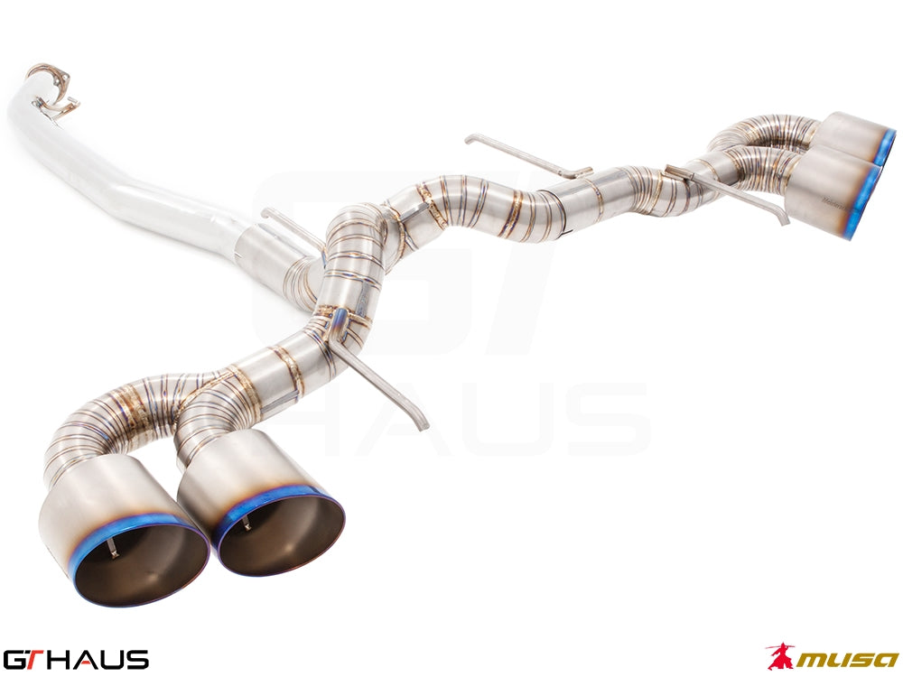 Premium exhaust system for Nissan R35 Skyline GT-R (2008-2010) featuring dual tips and high-performance design.