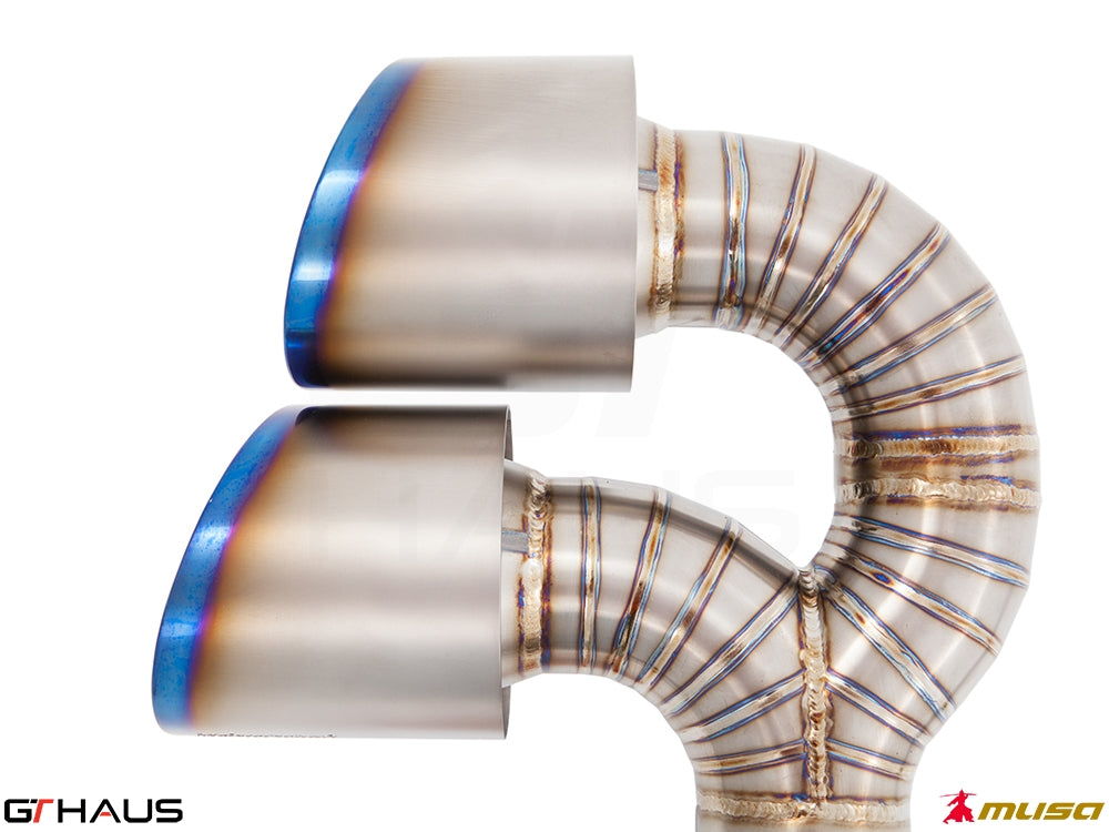 Premium performance exhaust tip for Nissan R35 Skyline GT-R, featuring high-quality stainless steel and precision welding.