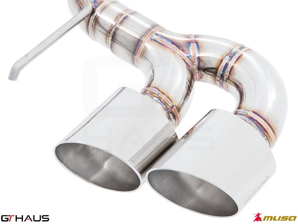 Premium stainless steel exhaust tip for Nissan R35 Skyline GT-R, featuring a sleek design and high-performance finish.