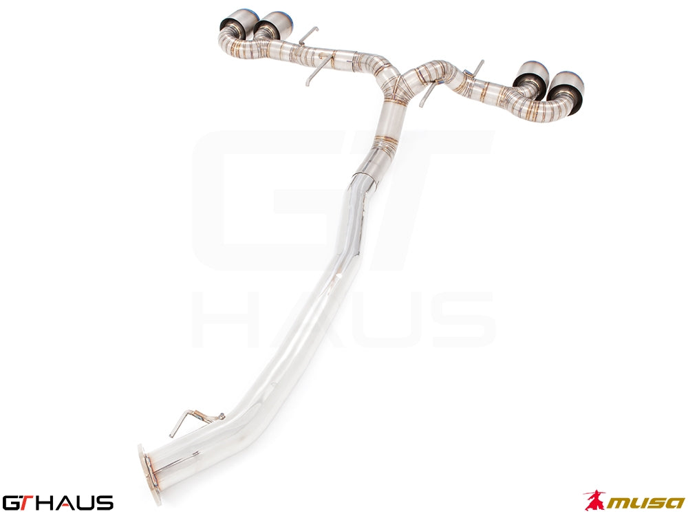 Premium exhaust system for Nissan R35 Skyline GT-R (2017+) featuring high-performance design and stainless steel construction.