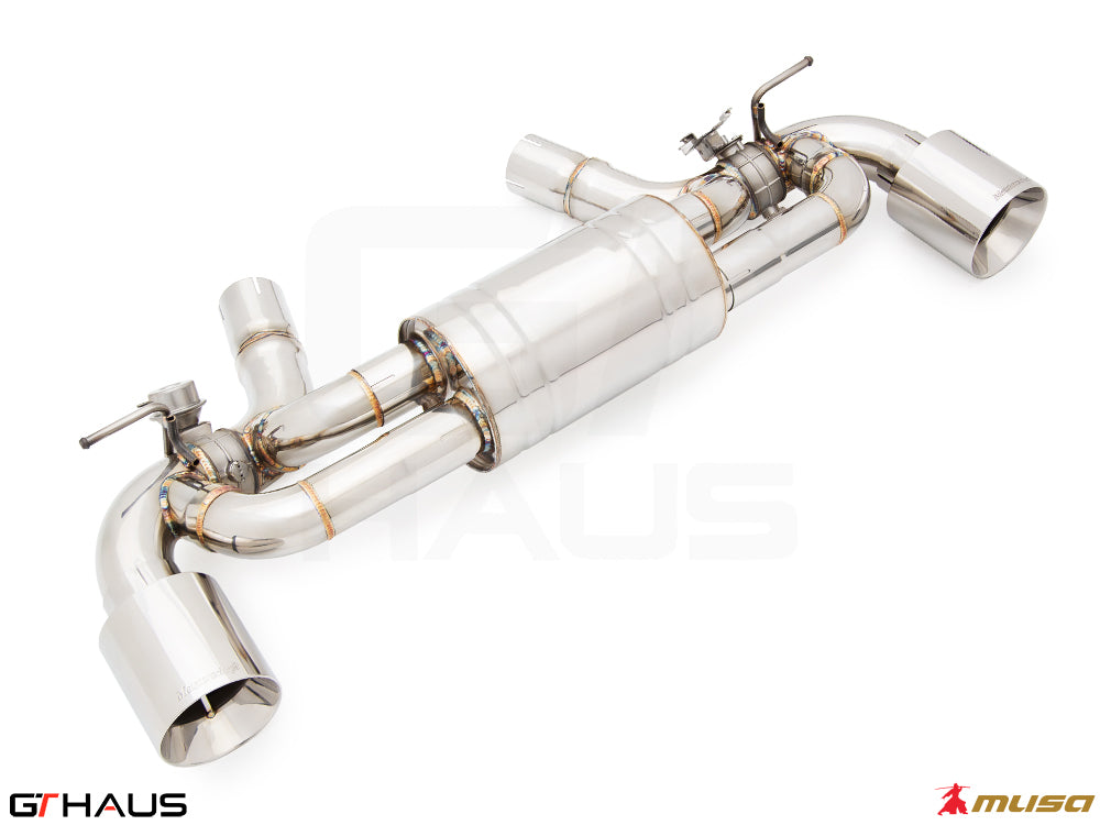 Premium performance exhaust system for Toyota Supra A90 3.0L B58, featuring stainless steel construction and electronic valve control.