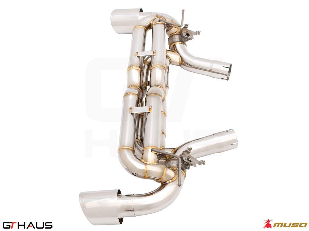 Premium performance exhaust system for Toyota Supra A90 3.0L (B58) featuring stainless steel construction and electronic valve control.